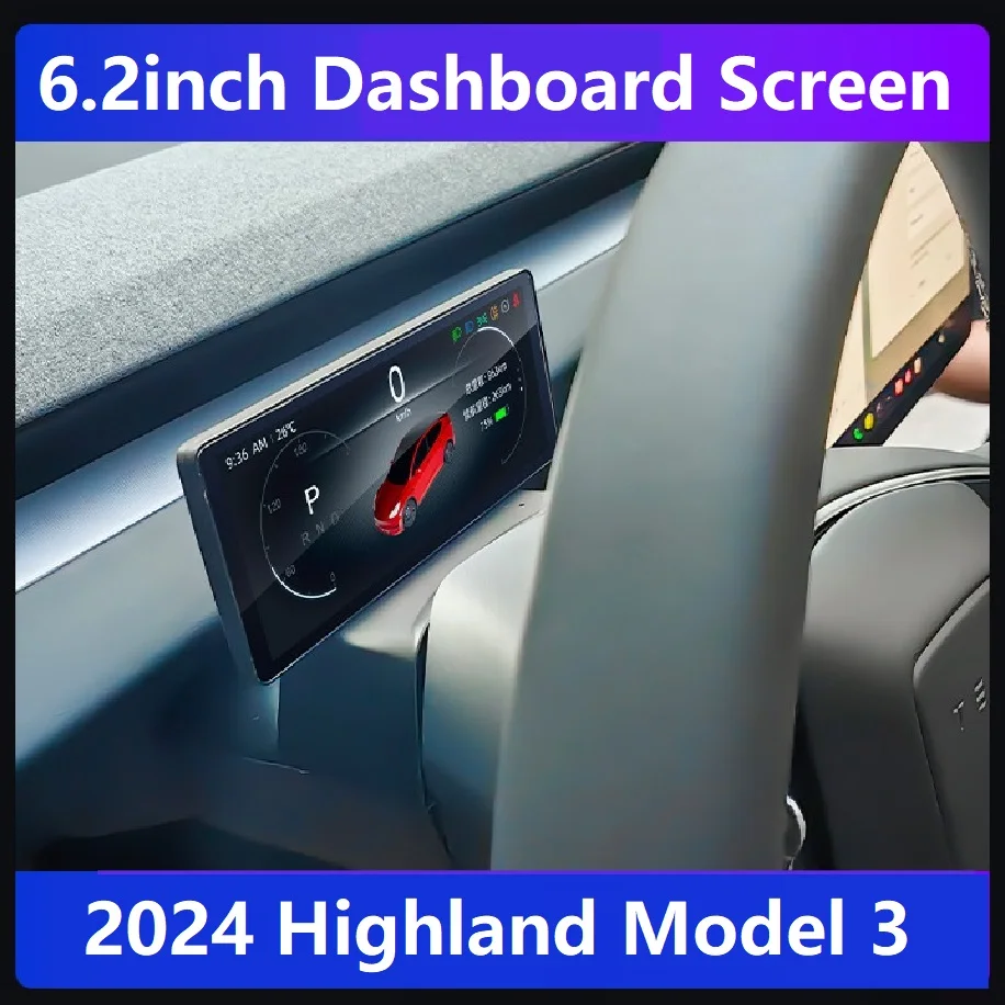 6.2inch Dashboard Highlan Model 3 for Tesla HD Screen LCD Speedometer Display Speed Battery Indicator Light 2024 Accessories