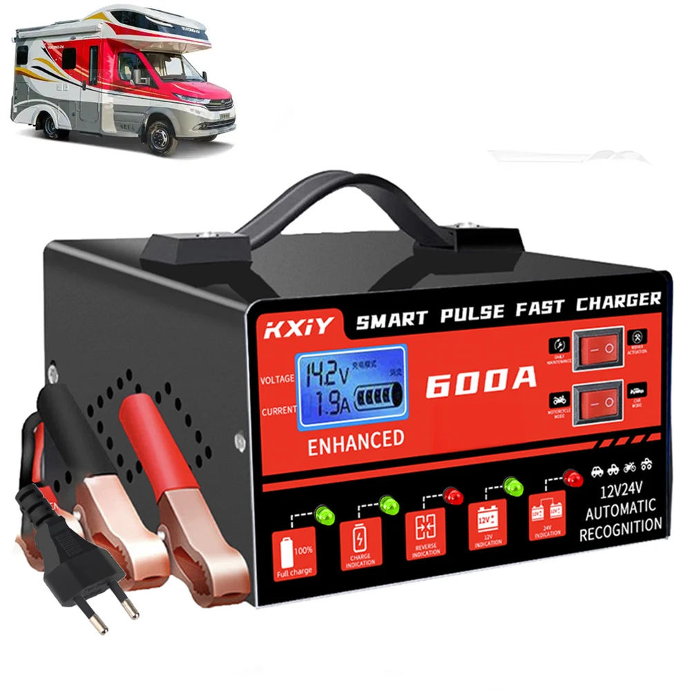 

Автомобильный автофургон, грузовик, прицеп, интеллектуальное умное зарядное устройство, многофункциональное 12 В, 24 В, 600 А, импульсный ремонт, определение температуры напряжения