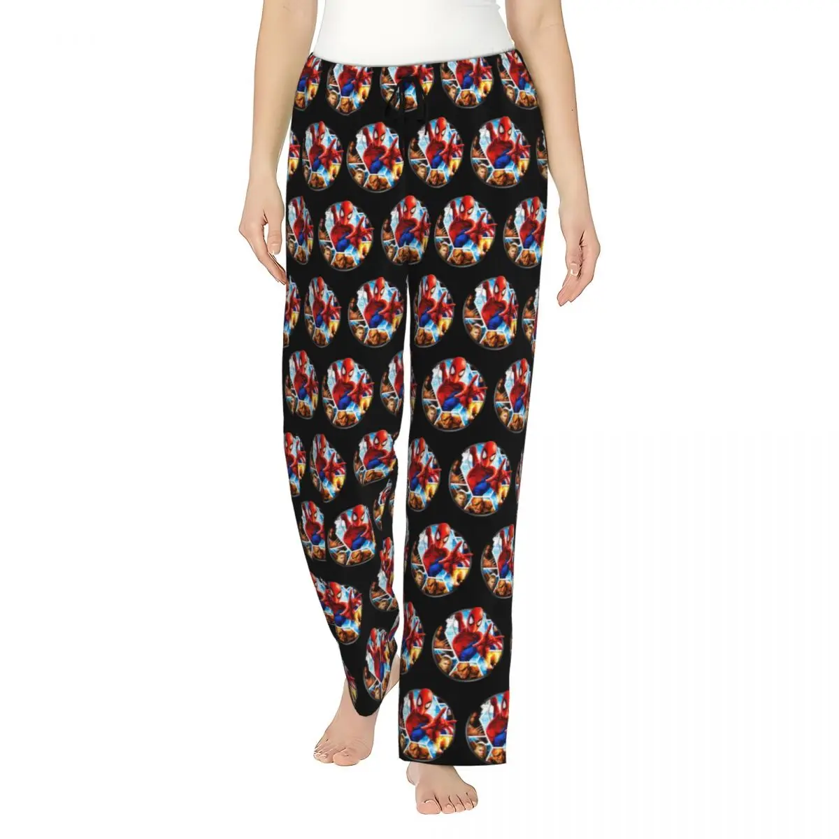 

Custom Superhero Spider Man Cartoon Pajama Pants Women Lounge Sleep Drawstring Sleepwear Bottoms with Pockets