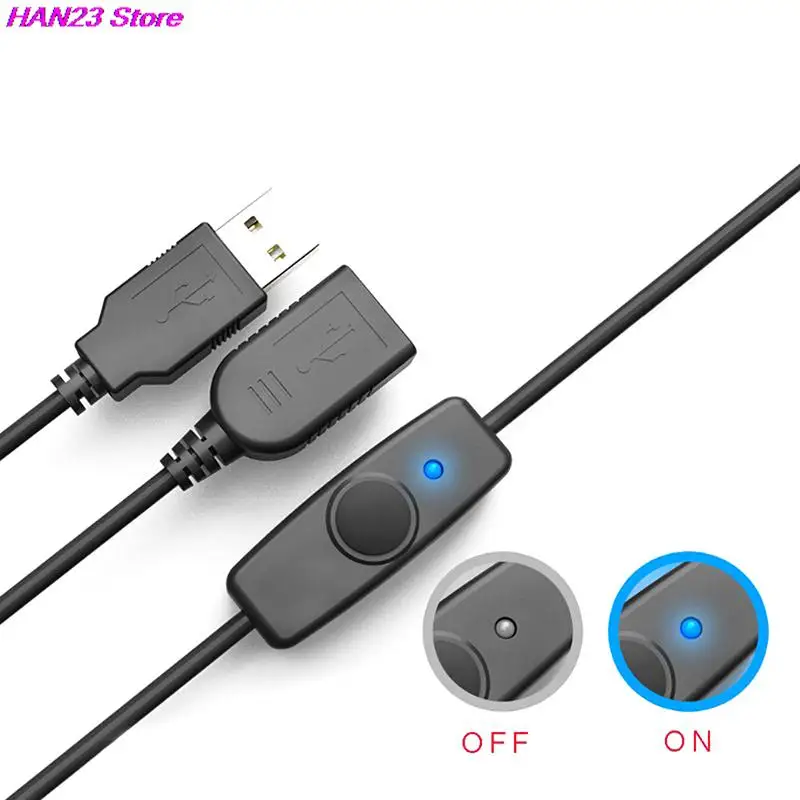 0.5/1m Data Sync USB 2.0 Extender Cord USB Extension Cable With ON OFF Switch LED Indicator for Raspberry Pi PC USB Fan LED Lamp