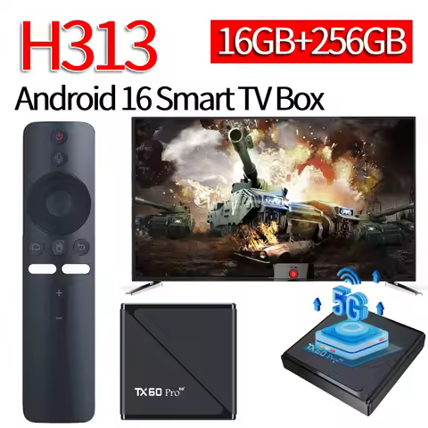 Android 16 Smart TV Box Allwinner H313 Quad Core 2.4G/5G Dual WiFi6 Media Player Set Top Box Digital Voice Remote 14K 16G 256G