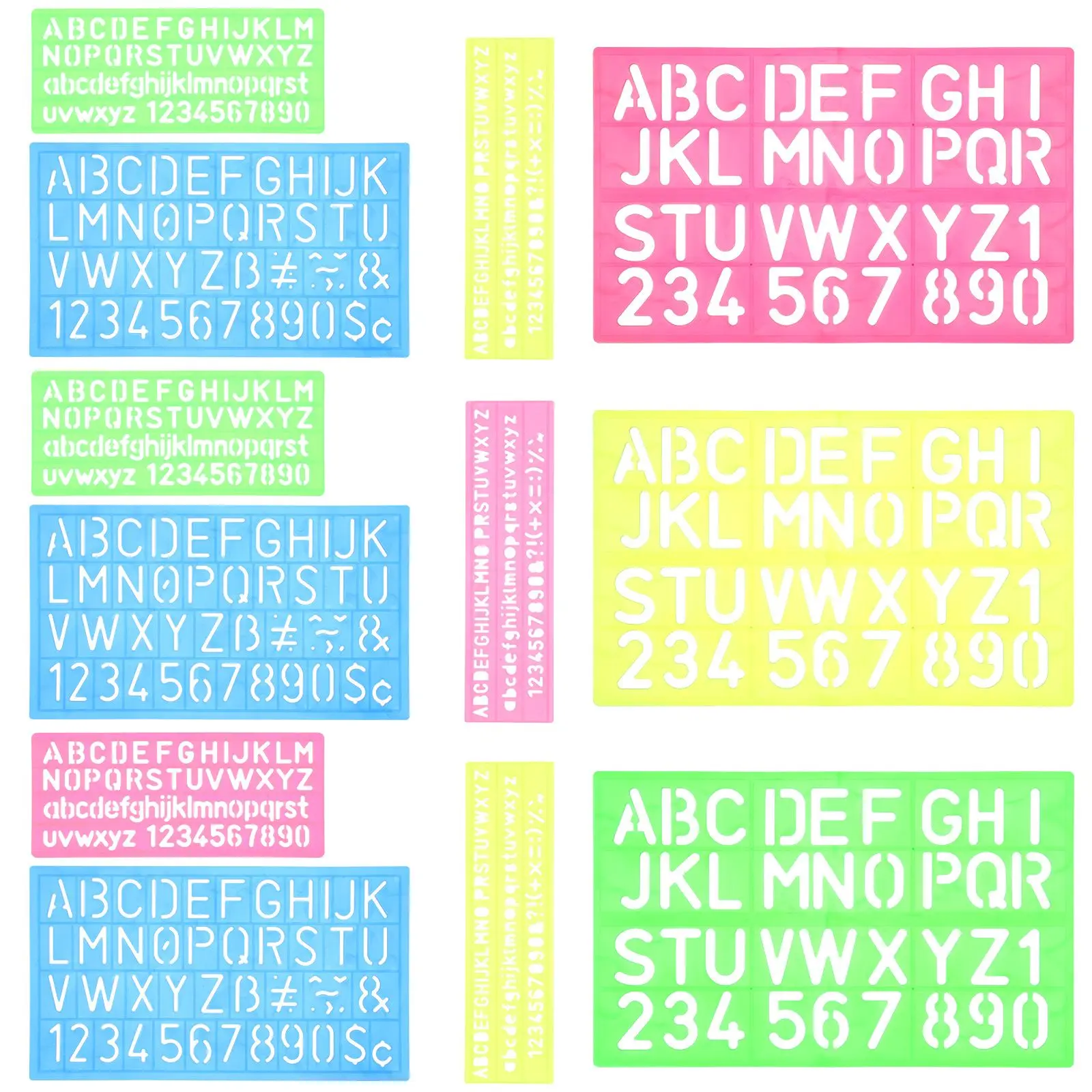 

4 Pieces Alphabet Stencils Reusable Plastic Templates for DIY Craft Wall Paint Child 4 Colors Random Small Size