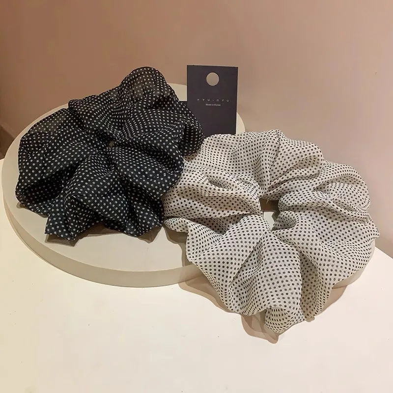 

Senior temperament, Polka dots, Large Intestine Hair rings, women's French Chiffon Sweet Female Headband Hair Accessories