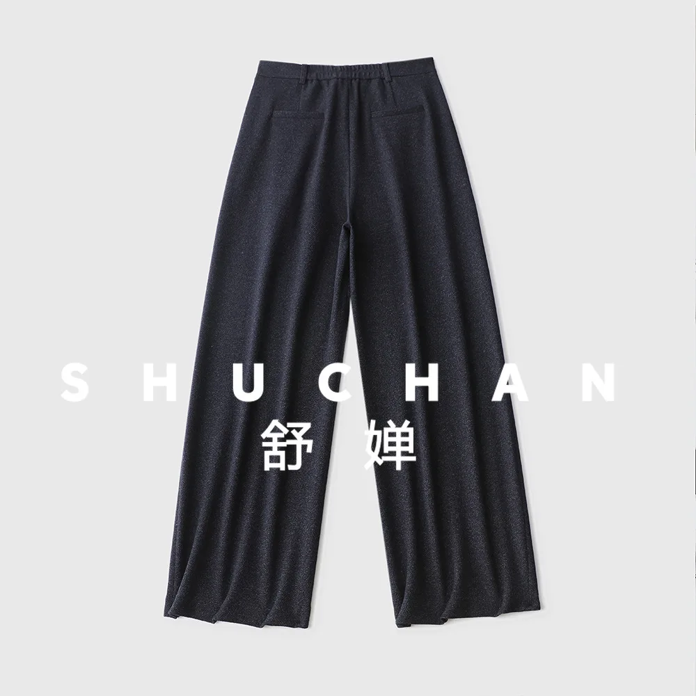 Autumn and Winter Pants High Waist Drape Wide Leg Suit Pants Thin Straight Commuting Leisure  Pantalones De Mujer