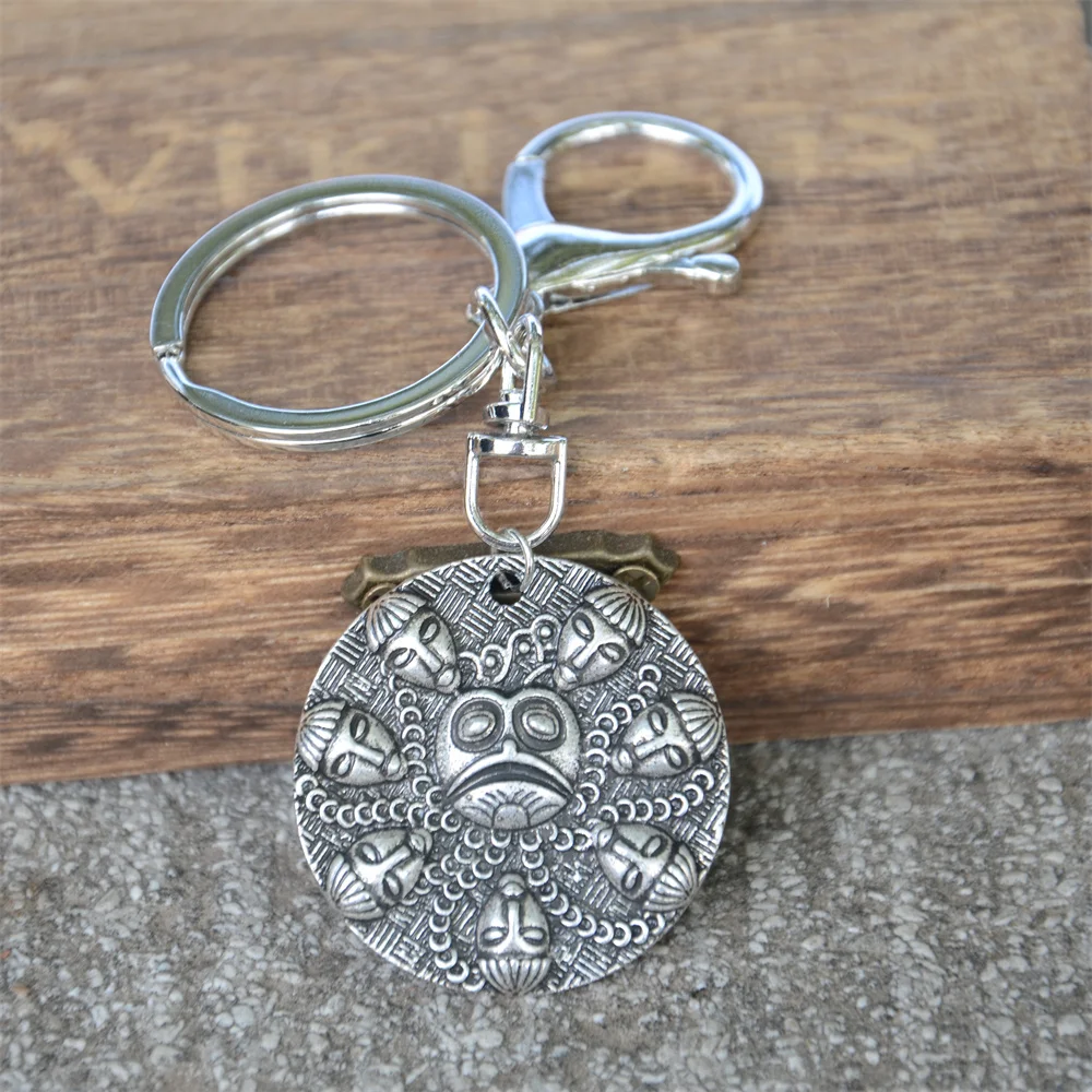 Nostalgia Ogma Medallion Om Yoga Buddhism Keychain Religious Buddha Amulet Vintage Metal Key Chain