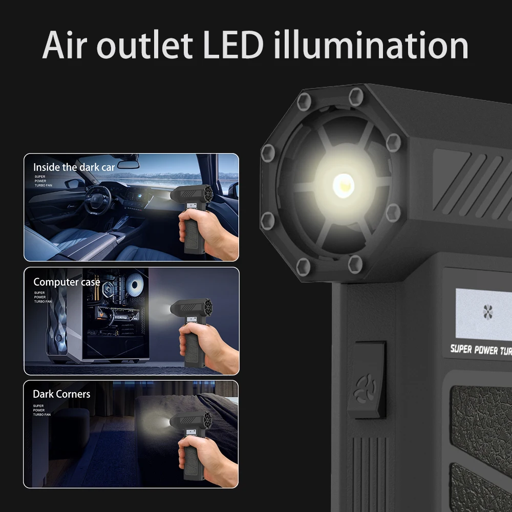 Встроенный аккумулятор 130000 об/мин, 5000 мАч, мини-портативный воздуходувка, жестокий вентилятор, турбо-вентилятор, бесщеточный двигатель, фен для чистки автомобиля