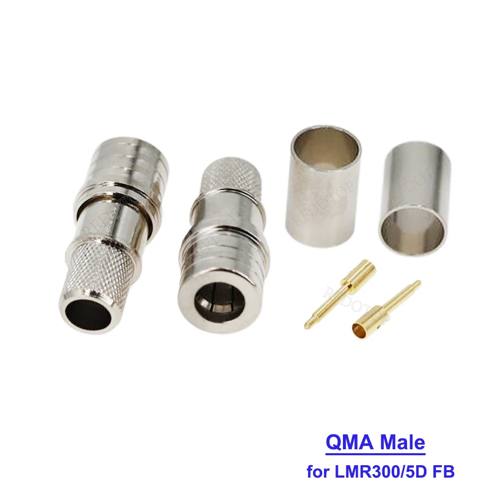 10Pcs/Lot QMA Male Plug Crimp Connector 50 Ohm 50-5 QMA Connector High Quality for 5DFB 5D-FB LMR300 Cable Connector Wholesales