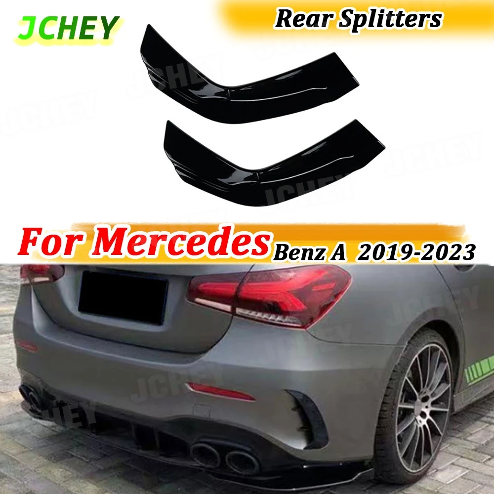 

JCHEY Car Rear Bumper Lip Side Splitters Flaps ABS Gloss Black for Mercedes Benz A Class W177 V177 A35 A45 AMG Sedan 2019-2023