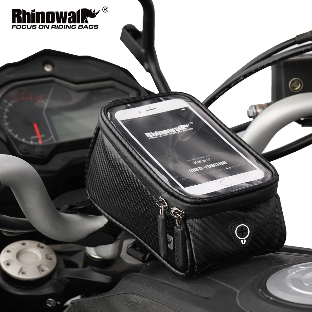 Rhinowak 1.5L Motorcycle Tank Bag Waterproof Touch Screen Phone GPS Bag Mobile Navigation Box With Rain Cover Tool Saddle Bag