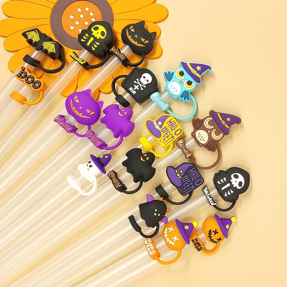 Miniso 10MM Halloween Straw Cover Cap for Stanley Cup,Cute Ghost Halloween Straw Topper