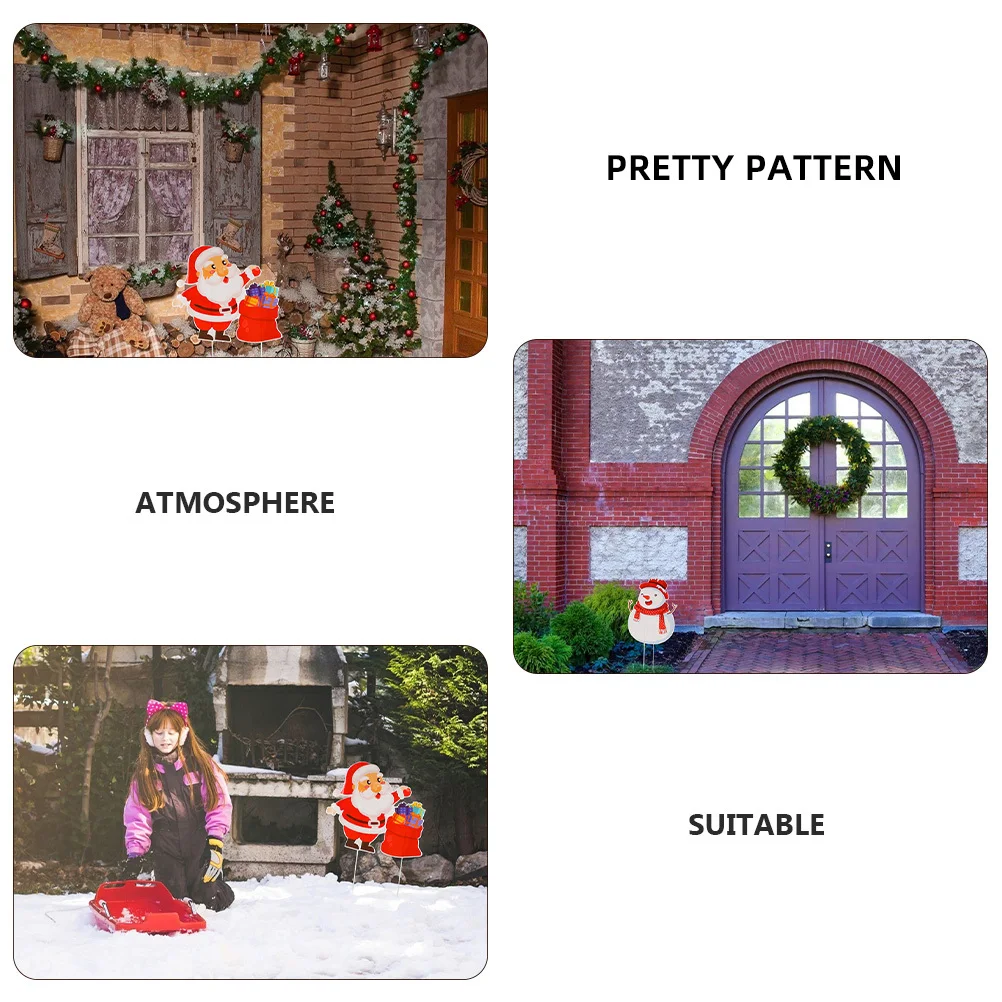 3Pcs Christmas Garden Stakes Yard Signs Durable Realistic Outdoor Indoor Lawn Decoration Christmas Garden Ornament