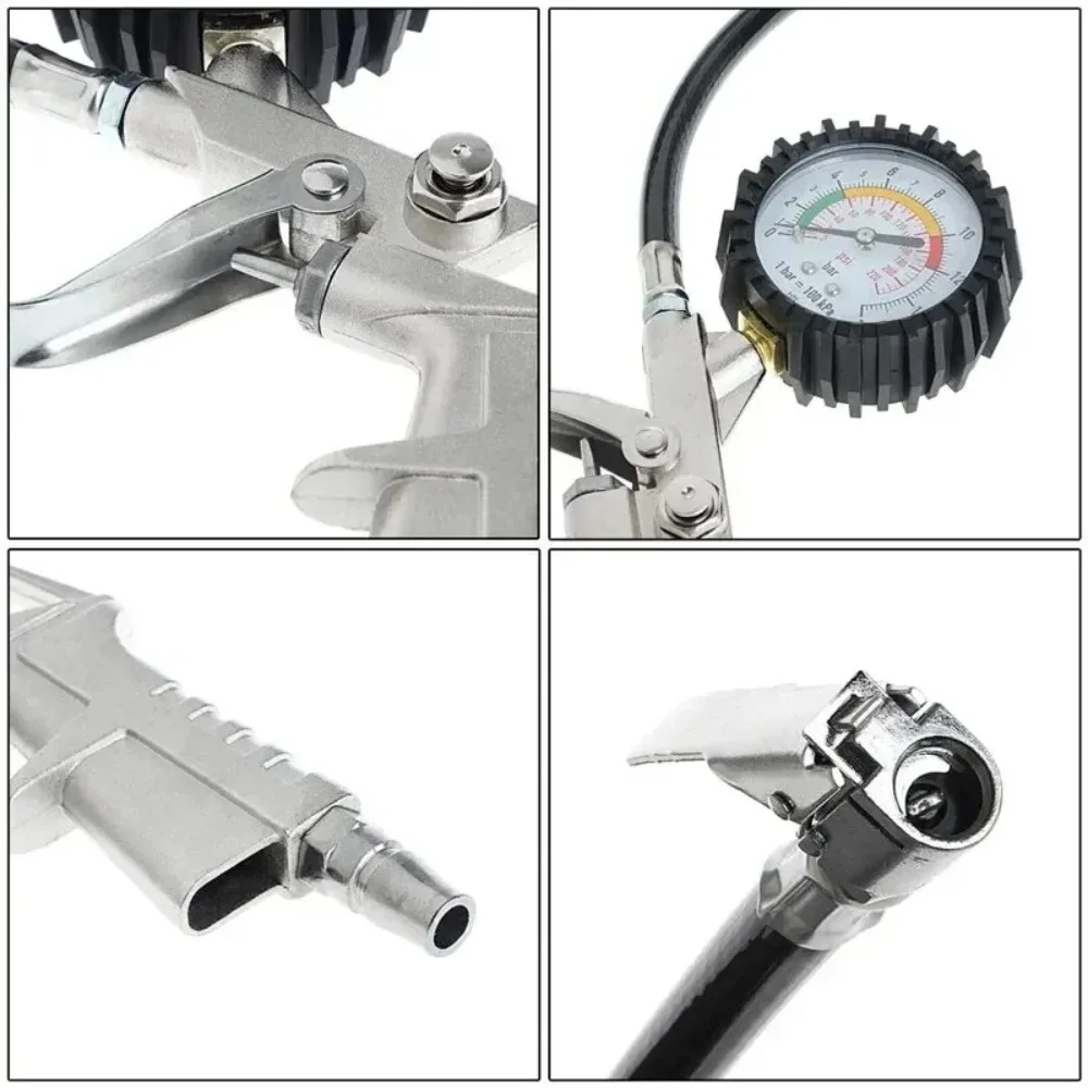 

220PSI Car Motorcycle Tire Pressure Monitoring Kit Gauge Tester Air Compressor Dial Meter Inflator Pump
