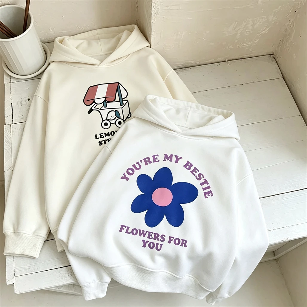 Bedruckte Kapuzenpullover Herbst-Winter-Kleidung Niedliche Dünne Samt-Kapuzenpullover für Kleinkinder Modische Lässige Sweatshirts Neue Kleinkindbekleidung – Detail 6