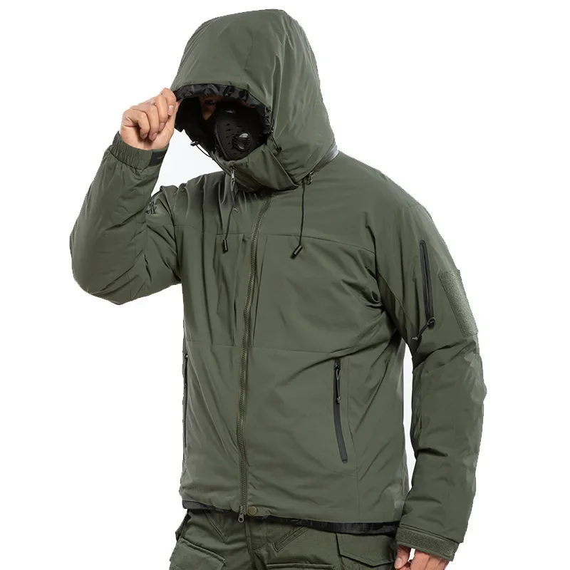 

Man Anti-Drilling Lint Technology Tactical Cotton Clothing Outdoor Anti-Splashing Removable Hooded Mountaineering Camouflage