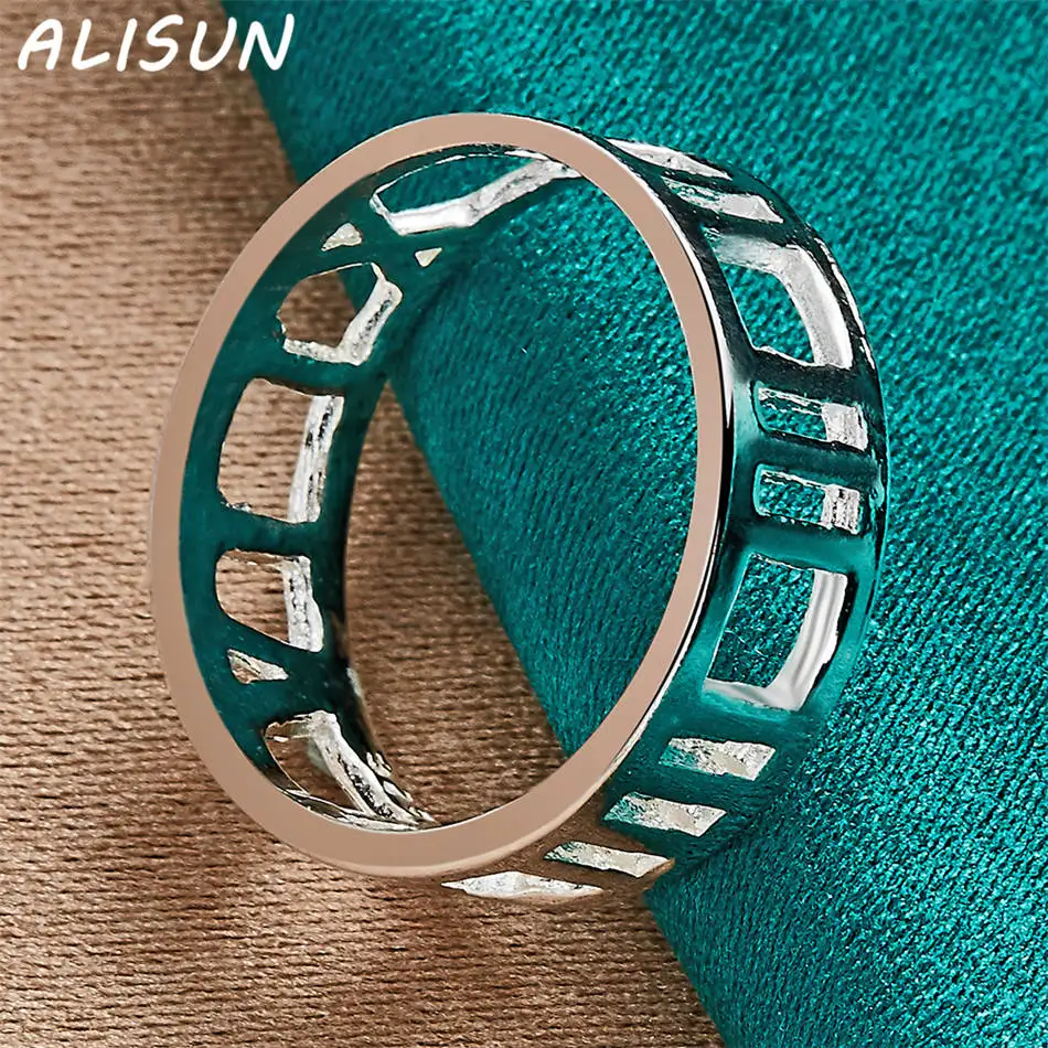 ALISUN 925 فضة الأرقام الرومانية الدائري للنساء الرجال مجوهرات الأزياء خمر نعمة سحر نوبل هدايا عيد ميلاد الحزب
