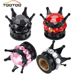 4Pcs/Set Bling Tire Valve Stem Caps, Pure Handmade Rhinestones Universal Crown Car Wheel Tire Valve for Car, Bicycle, Motorcycle