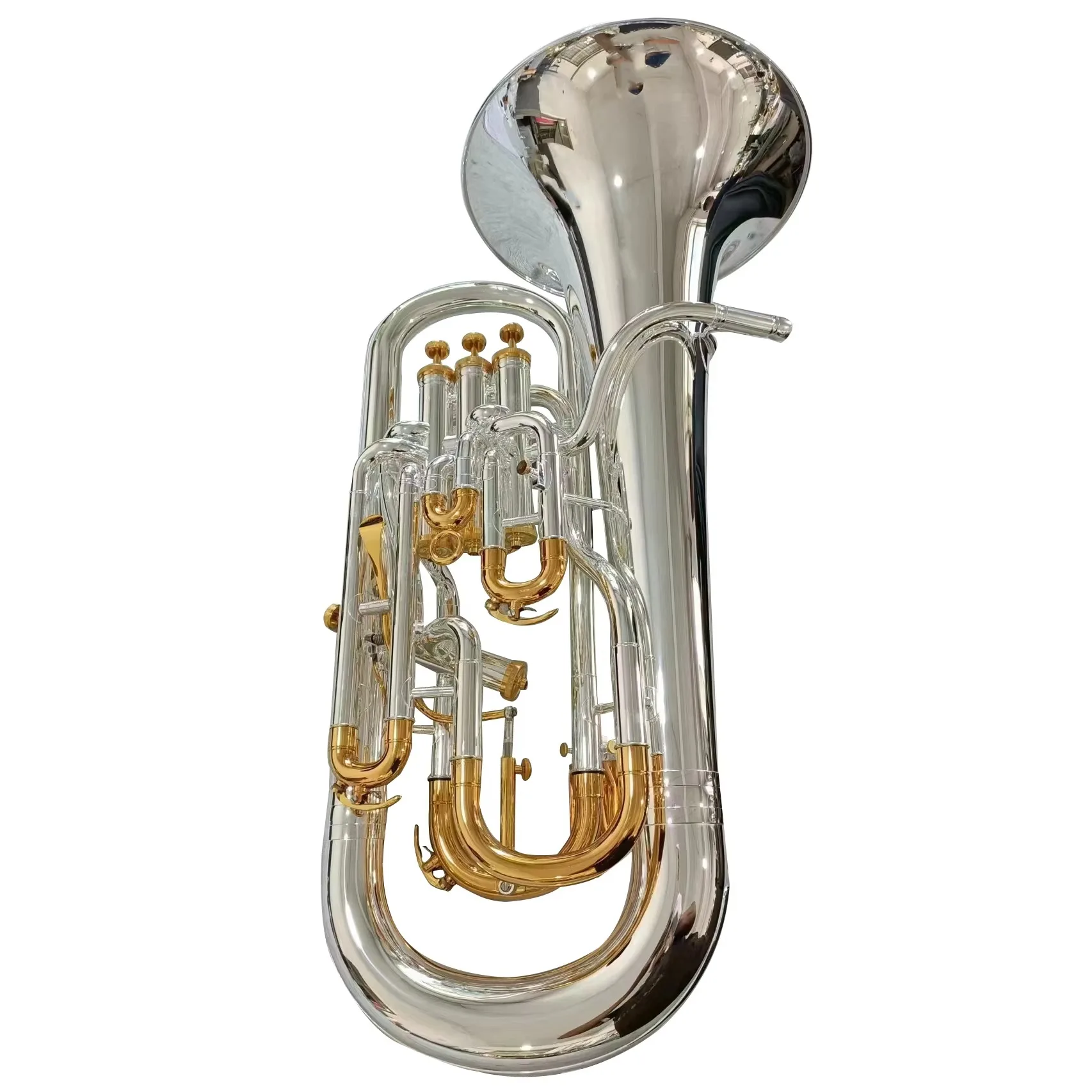 High Standard Yellow Brass Eb Tuning 3 Piston Trigger Euphonium From China