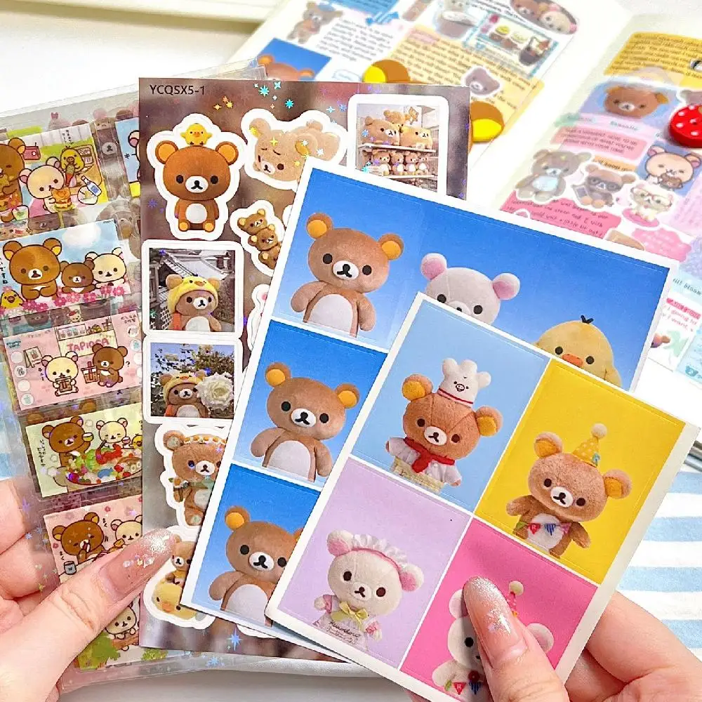 Rilakkuma art paper Flash film Cutting film Stickers Paper ID Photo Stickers Water cup trunk decorate Hand account diy decorate