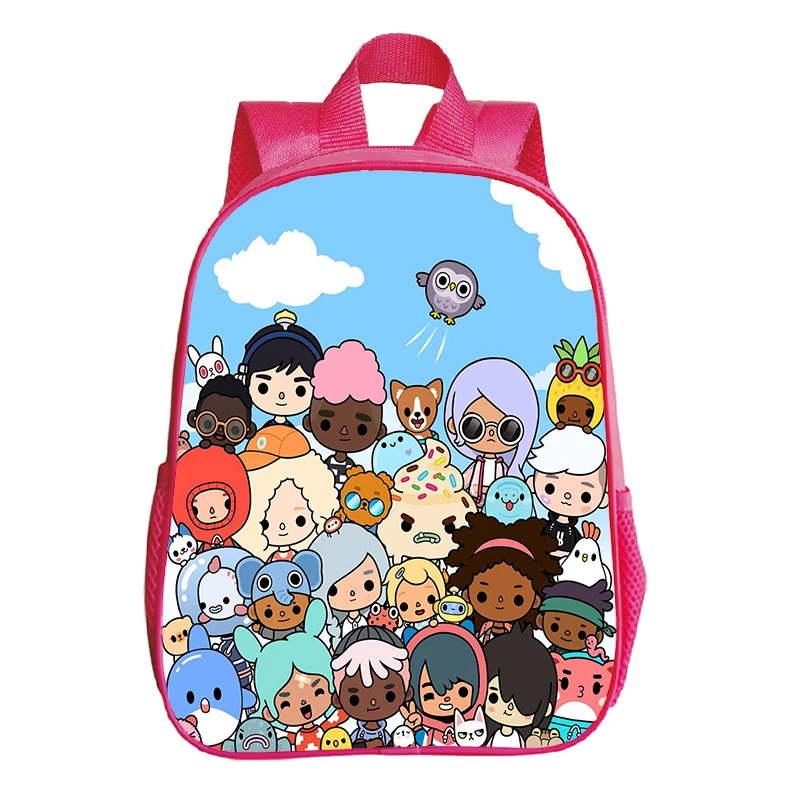 Cartoon Toca Life World Printing Backpack Toddler Girls School Bags Kawaii Kindergarten Bookbag 12 Inch Waterproof Kids Backpack