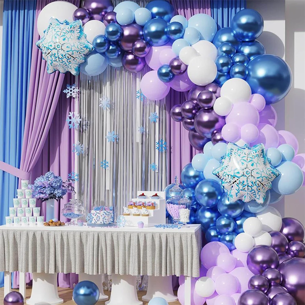 

Blue White Purple Garland Set Ice and Snow Theme Party Girl Supplies Frozen Birthday Decoration Latex Baloon Baby Shower Globos