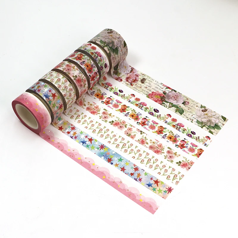 2023 NEW 1PC. 10M Deco Retro Script Floral Leaves washitape Set Scrapbooking  Adhesive Masking Tape Kawaii Journaling Stationery