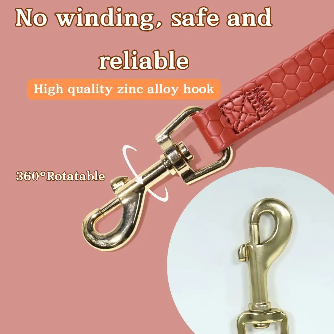 Laisse pour chien imperméable en pvc texturé avec boucle dorée_voghion.com