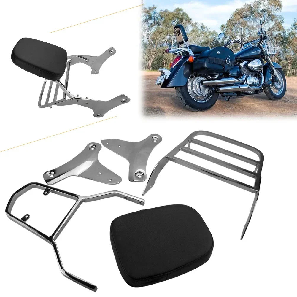 

For Honda Shadow VT750 VT400 1997 1998 1999 2000 2001 2002 2003 Motorcycle Backrest Sissy Bar Luggage Rack w/ Cushion Pad