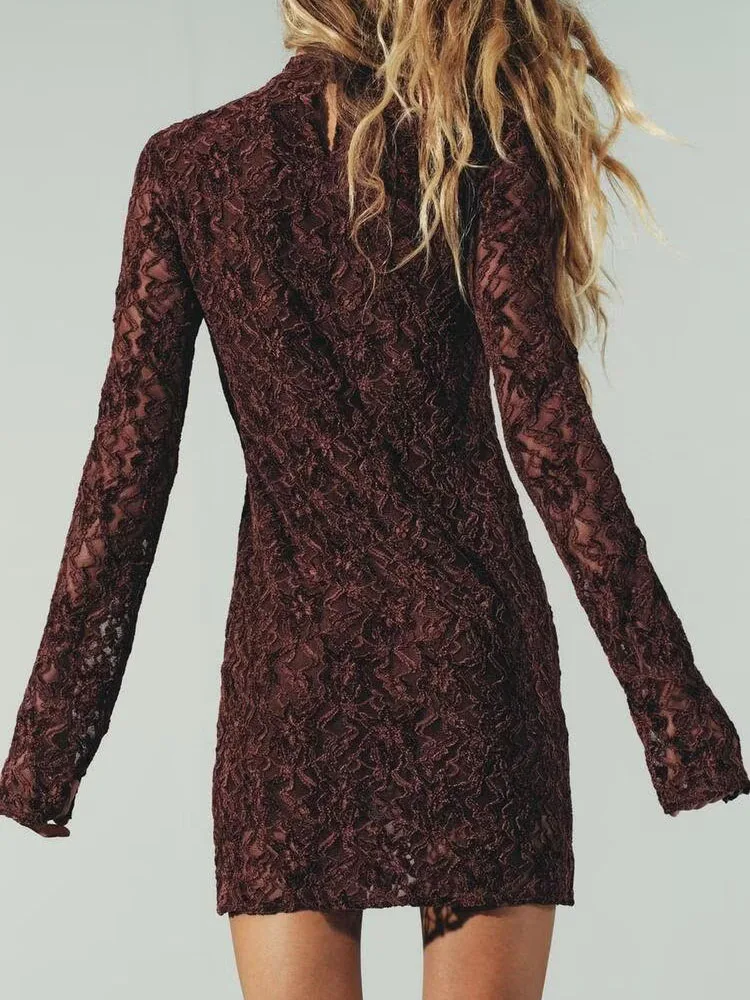 고급 겨울 신상 롱 스웨터 Dr ZA2025 여성 캐주얼 레이스 소프트 터치 패셔너블 드레스 여성용