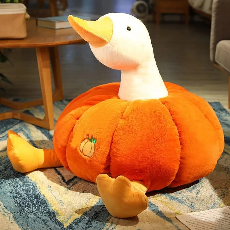 Stuffed Pumpkin  Duck Pumpkin Plush Toy Soft Couch Throw Pillow Pumpkin Horizontal Floor Lazy Sofa Pumpkin Duck Pillow