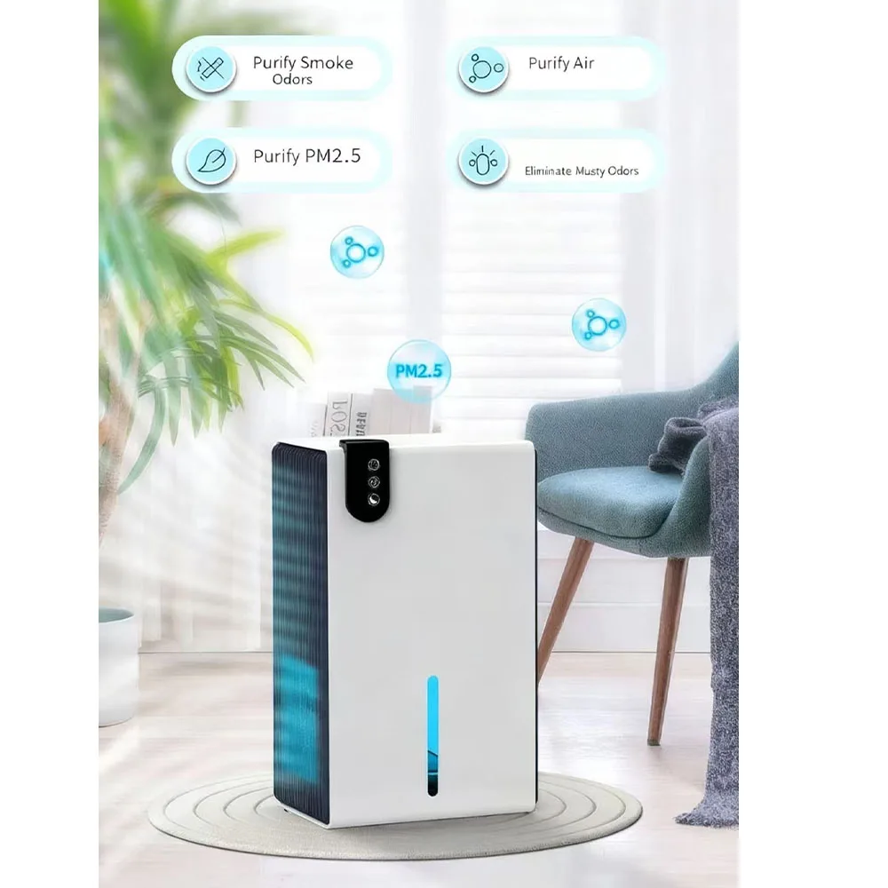 2800ML Large Capacity Dehumidifier with Defrost 2In1 Air Purifier Professional Moisture Absorbers Air Dryer for Home Office Room
