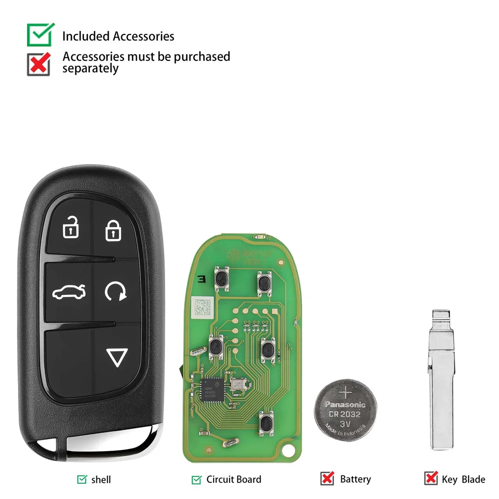 1/2PCS Xhorse XSJP01EN XM38 Smart Remote Key for Jeep Type 5 Buttons