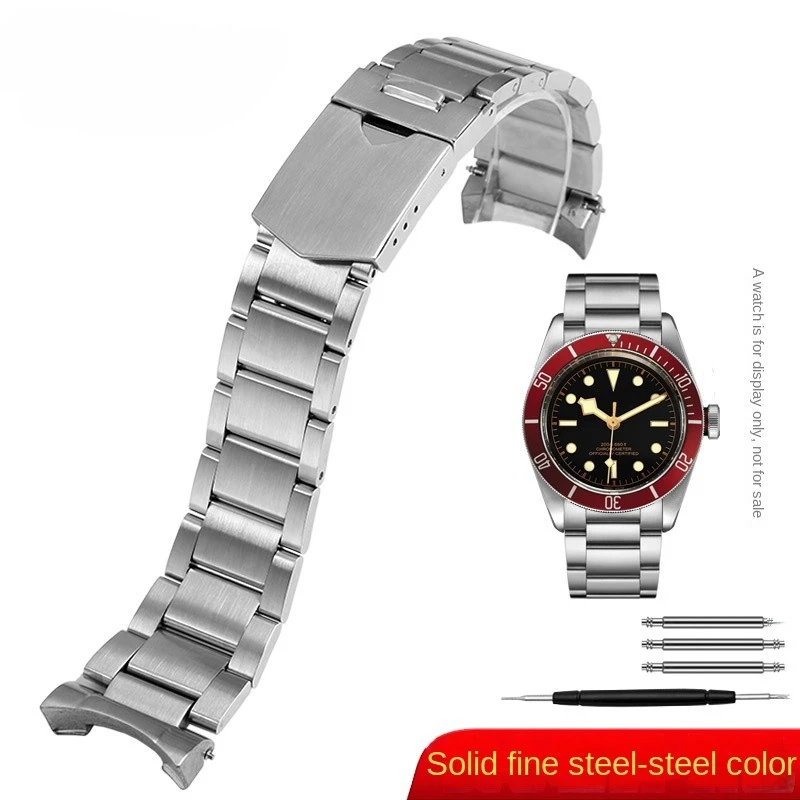 Correa de reloj de 22mm para Tudor Black Bay 79230 79730, pulseras de extremo curvo, correa de reloj de acero inoxidable sólido, pulsera con hebilla