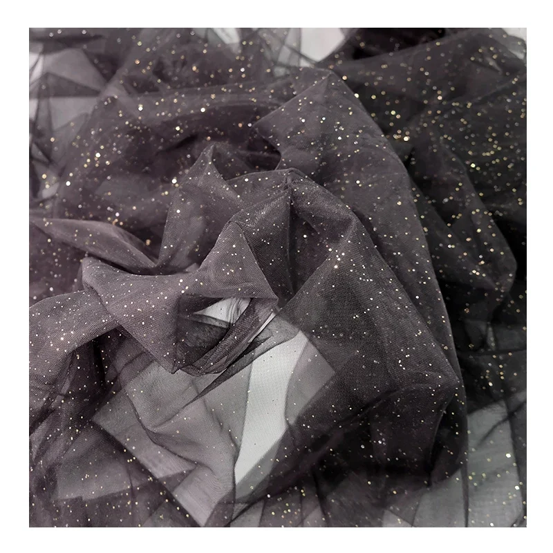 Spray Gold Silver Glitter Tulle Fabric By The Meter Black Encryption Soft for Clothing Wedding Dress DIY Sewing Designer Cloth