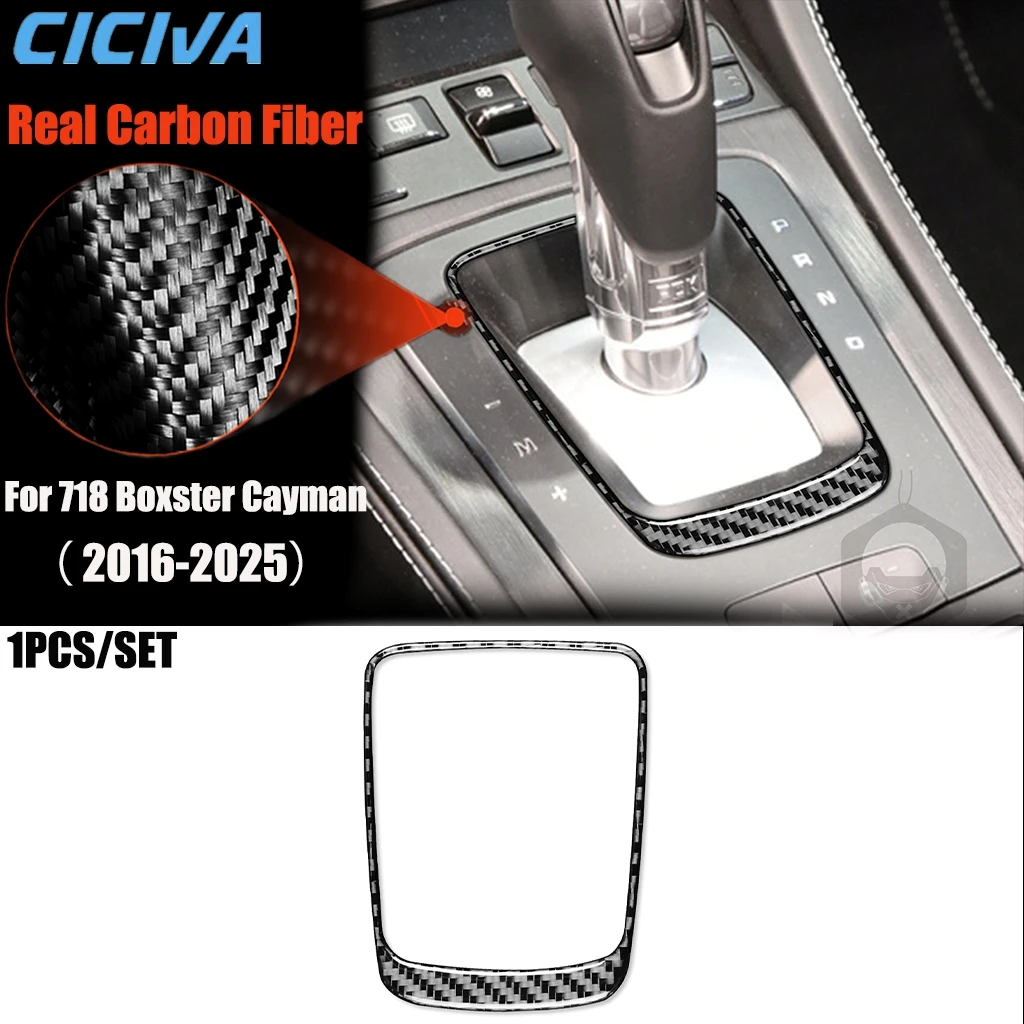 

Carbon Fiber Car Accessories Gear Shift Frame Modified Interior Trim Cover Sticker For Porsche 718 982 Boxster Cayman 2016-25