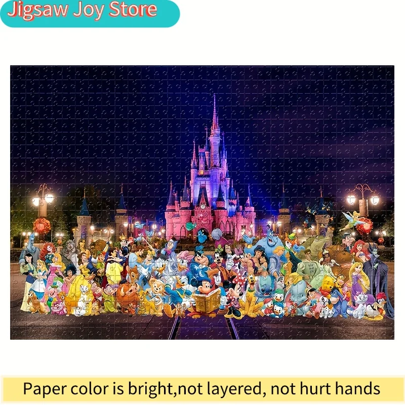 

1000pcs Disney Character Animal Castle Wall Hanging Puzzle - Adult Game Gift, Family Interactive Fun for Halloween & Thanksgiv