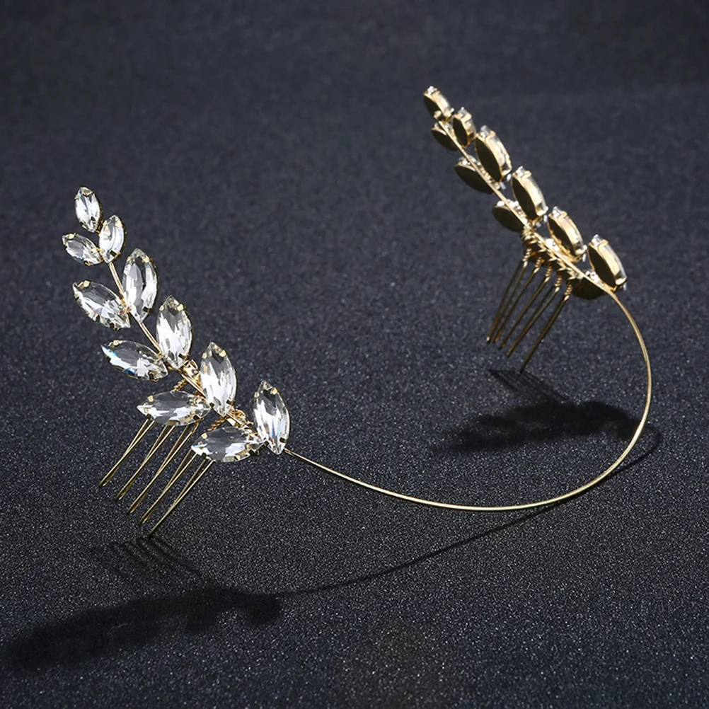 

Olive Branch Hair Comb Elegant Rhinestone Leaves Bridal Headdress For Women Wedding Party Dance Accessory