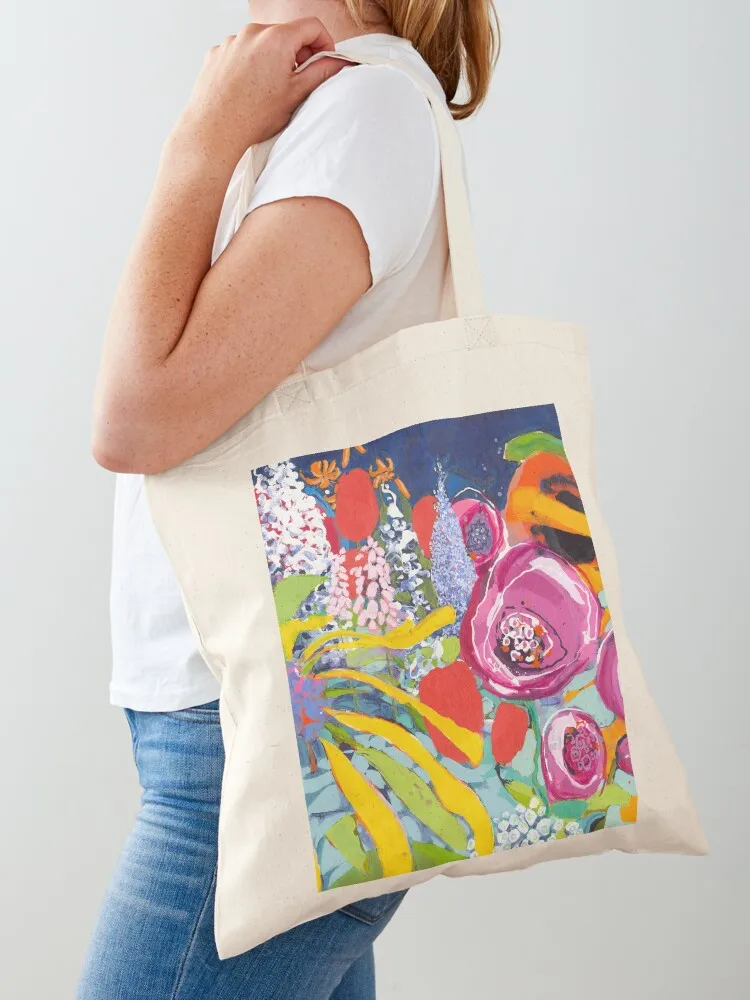 

Overgrown and Wild - abstract floral painting by Canadian artist, Claire Desjardins Tote Bag large size bags Cloth bags