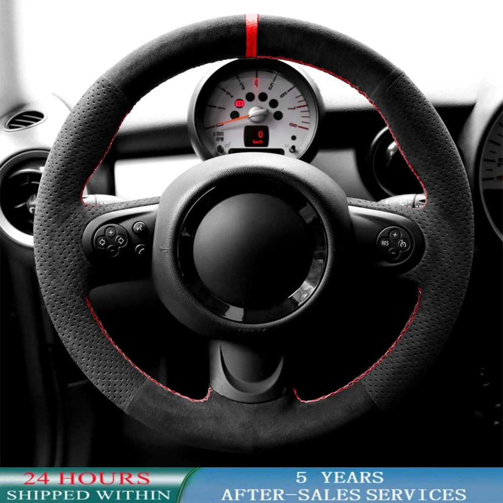 

Индивидуальная искусственная противоскользящая замша для Mini Cooper/Cooper S One, чехол на рулевое колесо, аксессуары для интерьера