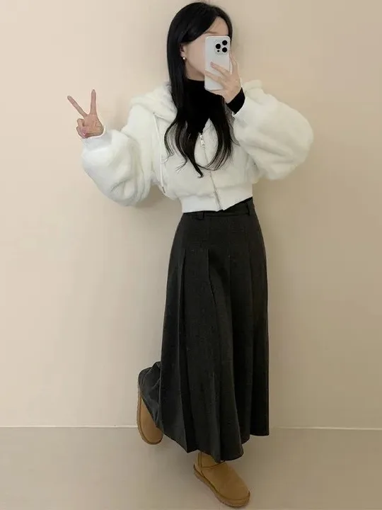 เสื้อคลุมมีฮู้ดผ้าฝ้ายเนื้อนุ่มสไตล์ลาซิน แบรนด์ Thiened สำหรับผู้หญิง แฟชั่นเกาหลี ทรงกระบอก แต่งขนเฟอร์ด้านนอก ช่วยกระชับเอว