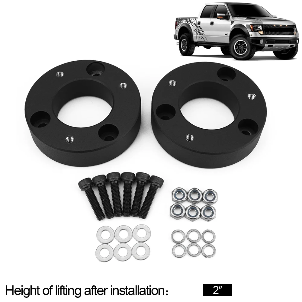 1.5\'\' Inch 2\'\' In Black Front Leveling Lift Kit For 2004-2019 Ford F150 2WD And 4WD Strut Spacers Suspension Lifts Kits