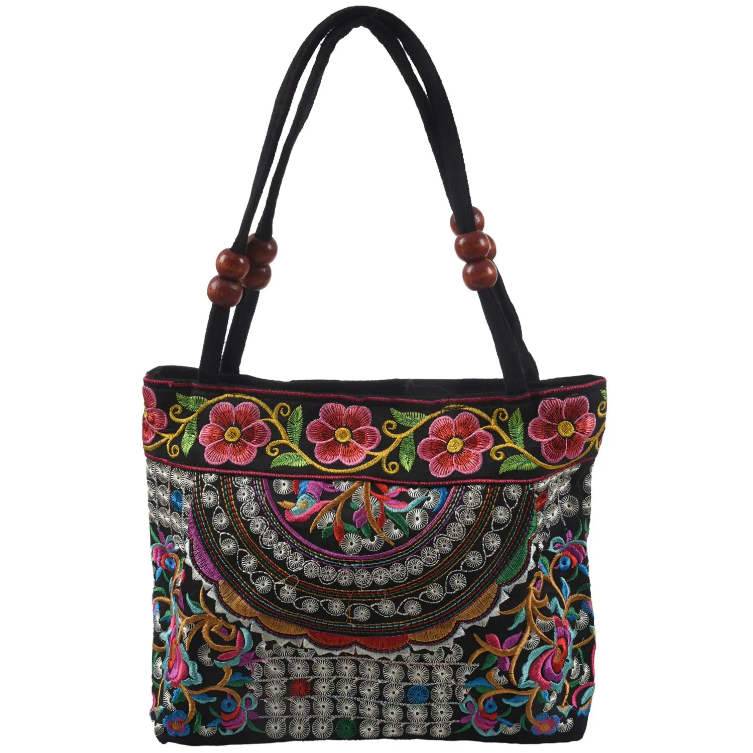 ABQR Chinese Style Women Handbag Embroidery Ethnic Summer Fashion Handmade Flowers Ladies Tote Shoulder Bags -body （Flowers）