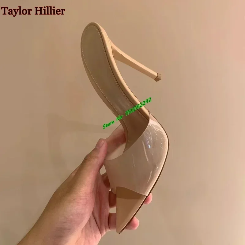 Nude Pointed Toe Slippers 2024 New Summer Stiletto Heels 5cm/8cm/10cm French High Heels Women'S Fashion Sexy Outer Slippers 46