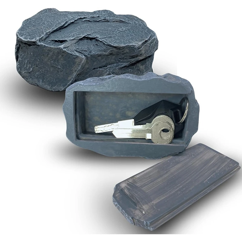 Fake Rock  Key Box For Outside - Safe Resin Spare Key Hider For Outdoor Garden Or Yard (Stone Style) Easy Install