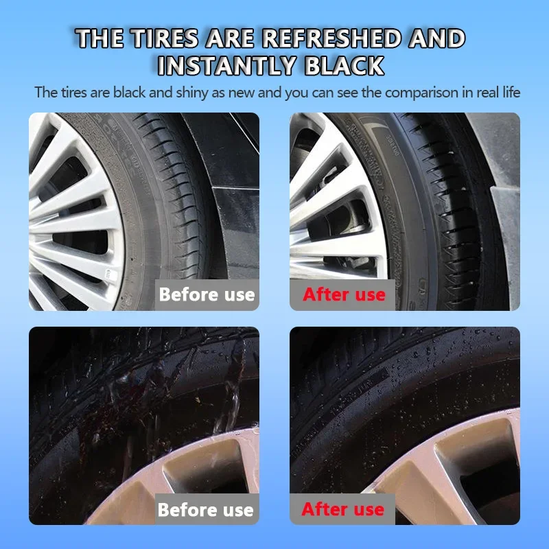 AIVC Car Tire Shine Coating Tyre Gloss Plastic Rubber Wheel Restorer Agent Spray Polishing Brightener Auto Car Detailing