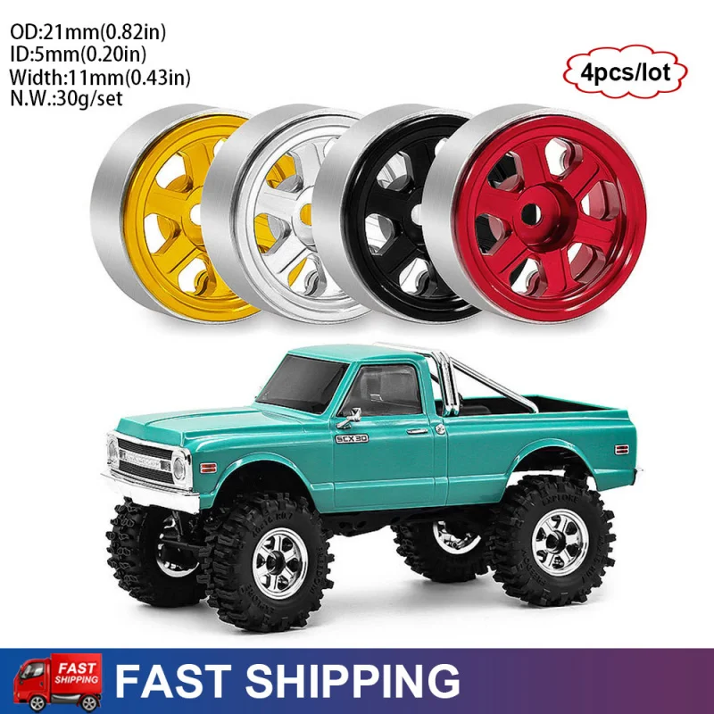 

4PCS 0.7 40mm Inch Metal Crawler Tires Tyre Wheel Rim Wheel Hub for AXIAL 1/30 SCX30 Ascent-32 Ford Bronco Jeep Wrangler RC Car