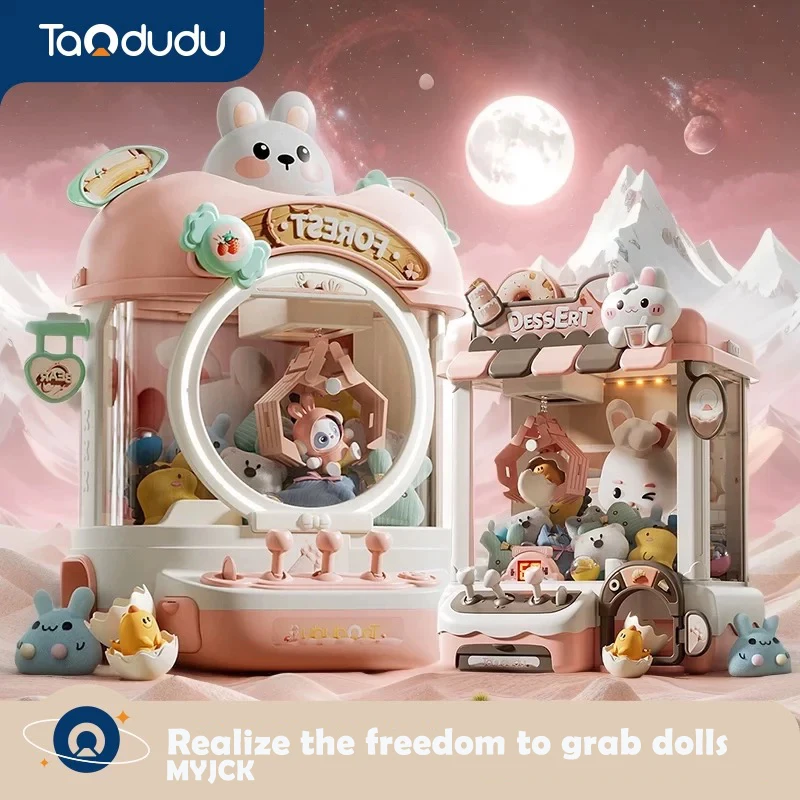 DIY Doll Machine Kids Coin Operated Play Game Mini Claw Catch Toy Crane Machines Music Doll Children Xmas Gifts Toys  Boy Gril