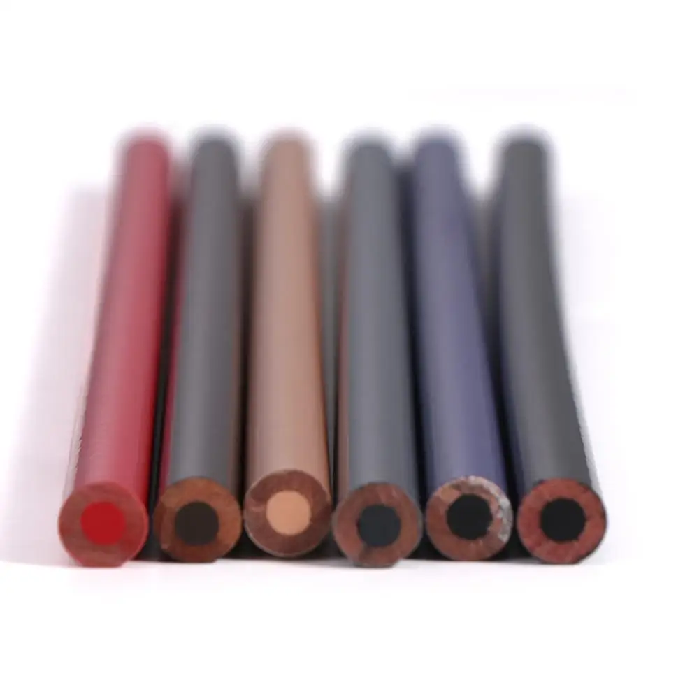 6 Colors Wooden Eyebrow Pencil Black Brown Red Blue Eye Brow Tint Lip Liner Long-lasting Microblading Marker Pen Makeup Tool