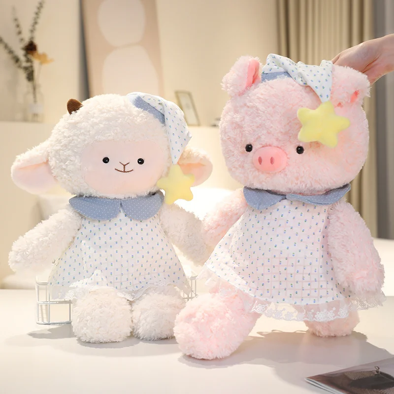 

Sweet Dream Animal Plush Toys Soft Stuffed Bear Sheep Pig Rabbit Doll Lovely Children Sleeping Companion Doll Bedroom Decor