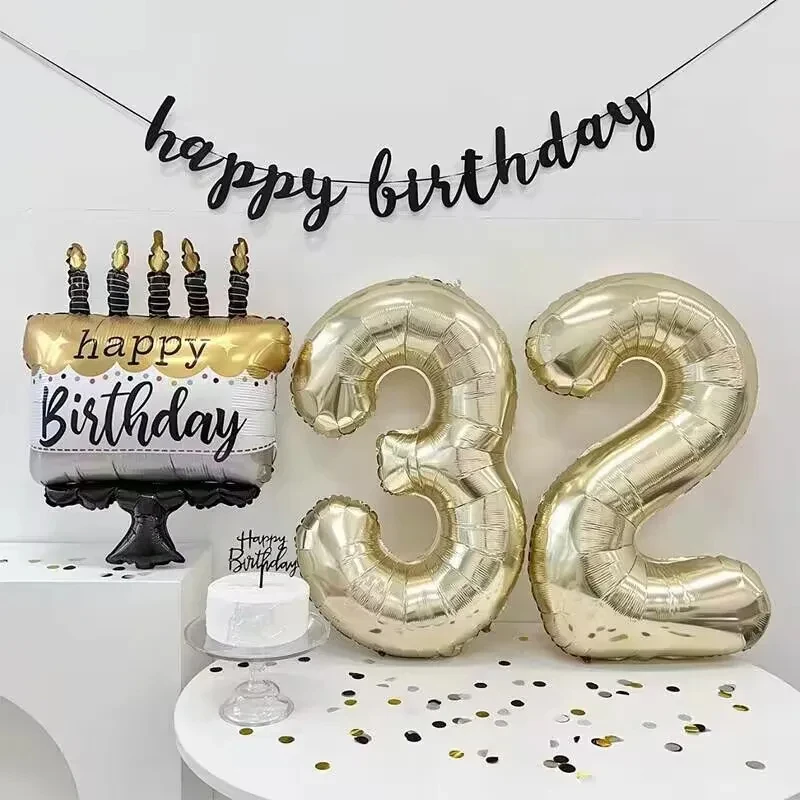 

40inch Champagne Gold Number Balloon Giant Adult Kids Birthday Party Decoration 0-9 Foil Helium Globo Wedding Baby Shower Supply