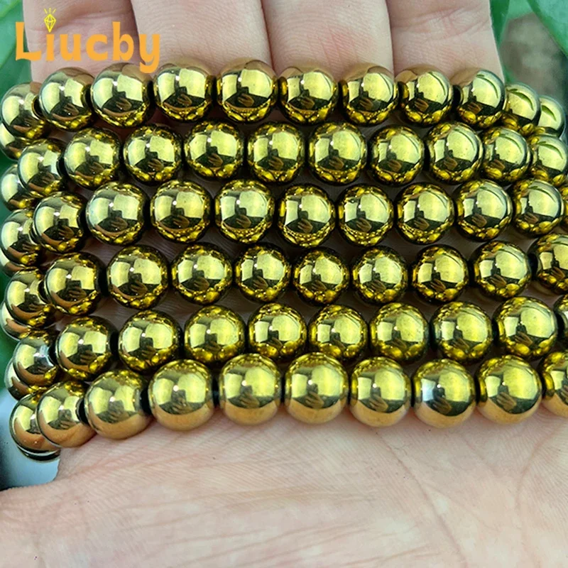 Goldene, schwarze Naturstein-Gallensteine, glatte, glänzende Perlen für die Schmuckherstellung, DIY-Armbänder, Halsketten, 15' Großhandel, 2/3/4/6/8/10 mm – Detail 6